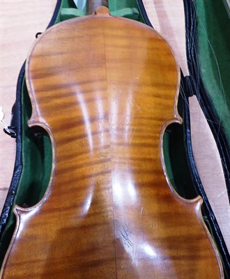Lot 2009 - Violin 13 1/8'' two piece back, ebony fingerboard, with label 'Antonius Stradivarius...