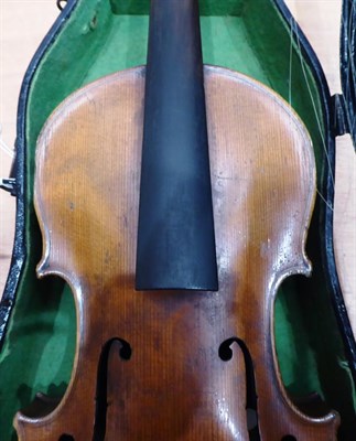 Lot 2009 - Violin 13 1/8'' two piece back, ebony fingerboard, with label 'Antonius Stradivarius...