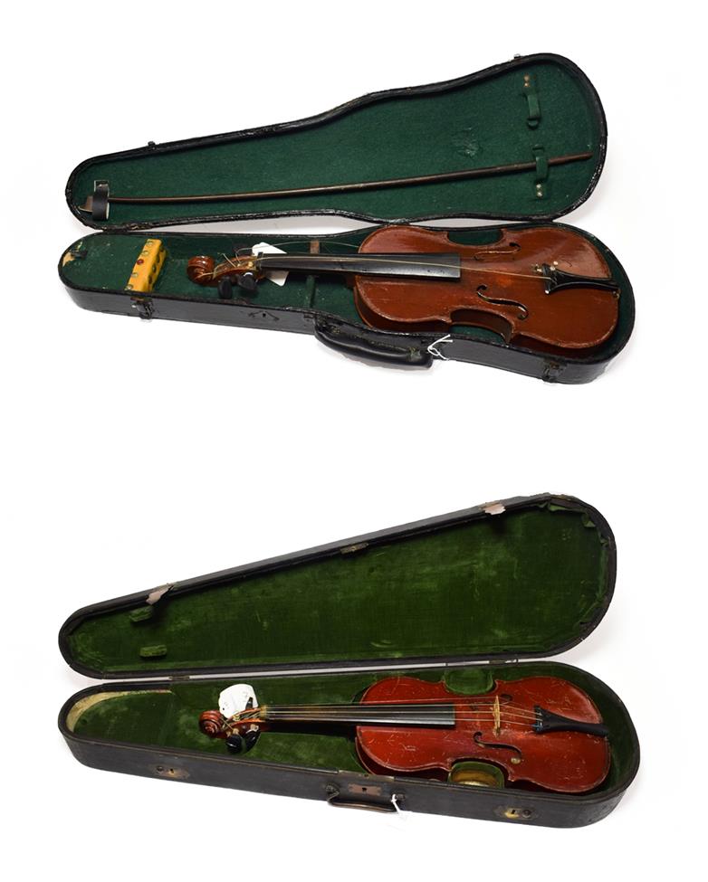 Lot 2010 - Violin 13 3/8'' one piece back with label 'The Maidstone School Orchestra Association' cased;...