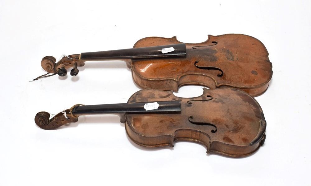 Lot 2011 - Violin 13 7/8'' two piece back, no label, instrument branded 'Hopf' on back under button;...