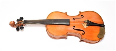 Lot 2012 - Violin 13'' two piece back, labelled 'Antonius Stradivarius'