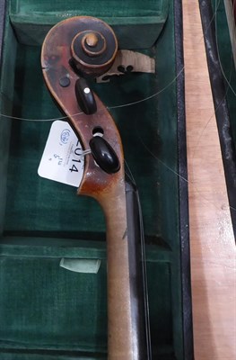 Lot 2014 - Violin 14 1/4'' two piece back, ebony fingerboard, labelled 'Antonius Stradivarius...