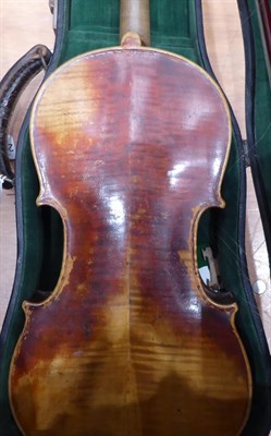 Lot 2014 - Violin 14 1/4'' two piece back, ebony fingerboard, labelled 'Antonius Stradivarius...