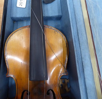 Lot 2015 - Violin 14 1/4'' two piece back, ebony fingerboard, labelled 'Copy of Nicolas Amati Fecit...