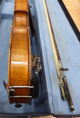 Lot 2015 - Violin 14 1/4'' two piece back, ebony fingerboard, labelled 'Copy of Nicolas Amati Fecit...