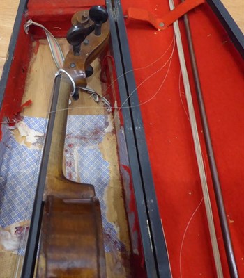 Lot 2016 - Violin 14 1/8'' two piece back, ebony fingerboard, branded 'Hopf' on back under button, cased...