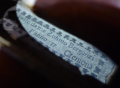 Lot 2019 - Violin 14'' two piece back, carved animal head scroll, labelled 'Fatto Dame Zosimo Bergonzi...