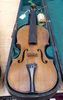 Lot 2021 - Violin 14'' two piece back, ebony fingerboard, tailpiece and pegs, labelled 'Antonius...