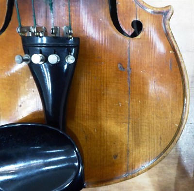 Lot 2022 - Violin 14'' two piece back, ebony fingerboard, with maker's label 'Nicolaus Amatus'