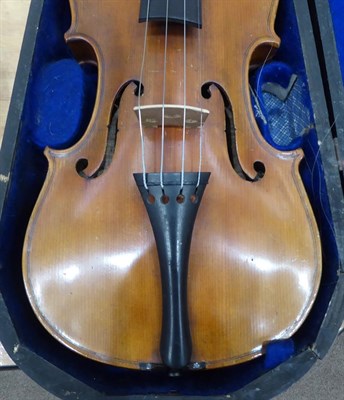 Lot 2023 - Violin 14'' two piece back, ebony tailpiece and pegs labelled 'Antonius Stradivarius...