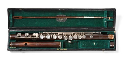 Lot 2031 - Hawkes & Son Flute wooden with one piece body stamped 'Excelsior Sonorous Class Hawkes & Son Makers
