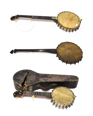 Lot 2056 - Banjolele 7'' head, 16 frets, 5 strings, maker's stamp 'Geo. P. Matthew, Maker Birmingham' (in need