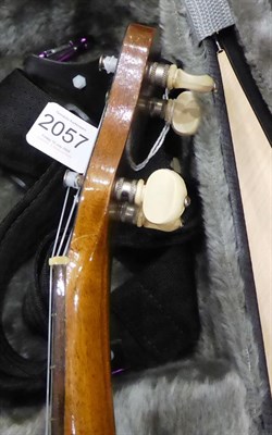 Lot 2057 - Banjolele 8'' head, 15 frets, 16 lugs, decorative pearloid inlay to headstock, back of head stamped