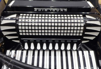 Lot 2064 - Excelsior Accordion stamped 'MOD.304 B Made in Italy' and '123 18',96 bass buttons 37 piano...