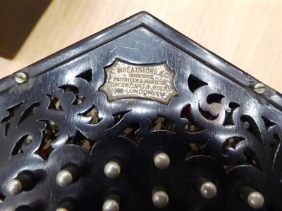 Lot 2066 - Concertina with plaque 'C. Wheatstone & Co Inventors London' no.27171, bass side has 25...