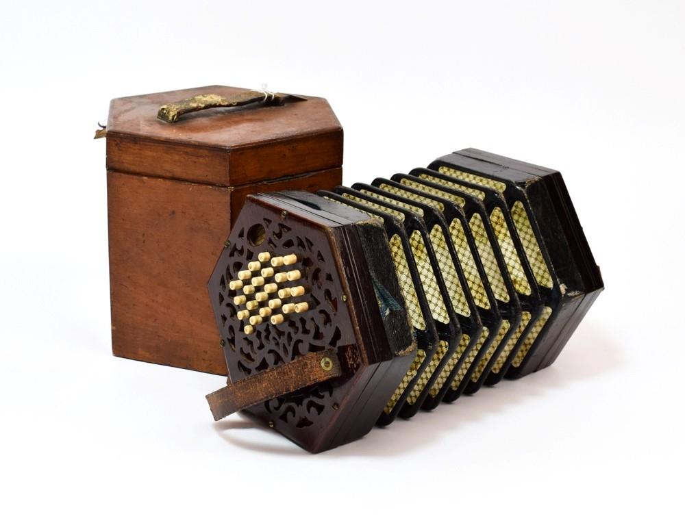 Lot 2067 - Concertina By Lachenal & Co. London no.673, uneven number of buttons (one side 25 the other 21)...