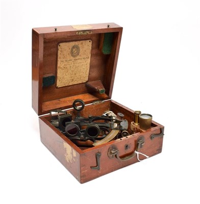 Lot 2096 - Sextant 'The Hezzanith Observatory Works, London' with Vernier scale, in mahogany case with maker's