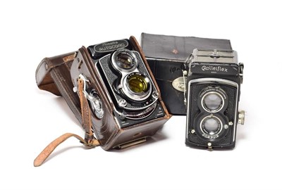 Lot 2140 - Rolleiflex TLR Camera no.462051, with Carl Zeiss Jena f3.5 75mm lens together with a Minolta...