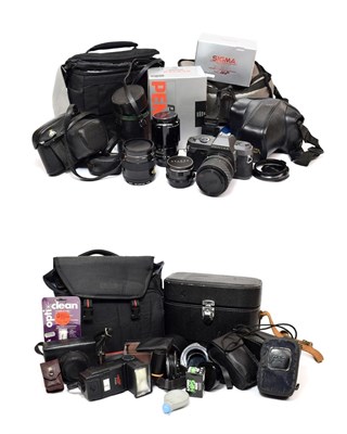 Lot 2145 - Various Cameras And Lenses including Minolta 8000i with f3.5-4.5 35-105mm lens; Pentax...