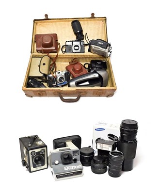 Lot 2148 - Various Cameras And Lenses including Zenit 12XP, Zenit 3M, Fed 2; Canon FD f4 70-210mm, Hanimex...