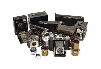 Lot 2149 - Various Cameras including Kodak Automatic folding camera red bellows, No.1A Autographic,...