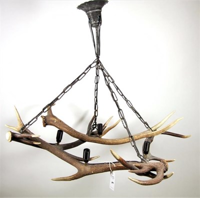 Lot 3042 - Antler Furniture: A Red Deer Antler Mounted Chandelier, circa late 20th century, constructed...