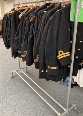 Lot 2201 - Assorted military jackets, wool trousers some with red or white stripes to the side, others etc...