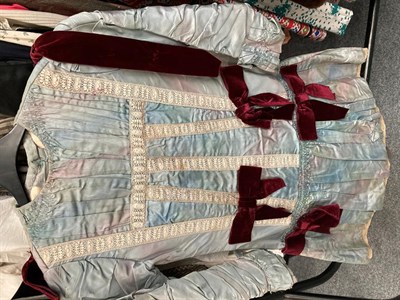 Lot 2202 - Assorted 19th century and later costume including bodices, gents waistcoat, white cotton and...