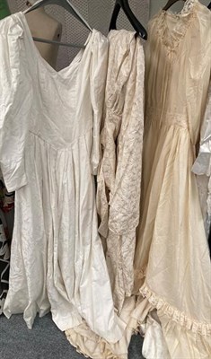 Lot 2205 - Six circa 1950-80's wedding dresses in ivory and cream including a Laura Ashley cotton example