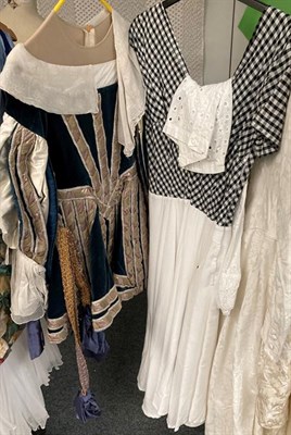 Lot 2206 - Assorted theatrical costume comprising a white Marilyn Monroe Dress, Tudor style doublet outfit...