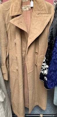 Lot 2211 - Assorted circa 1940s and later costume including a CC41 pale blue wool coat (a.f.), cream wool...