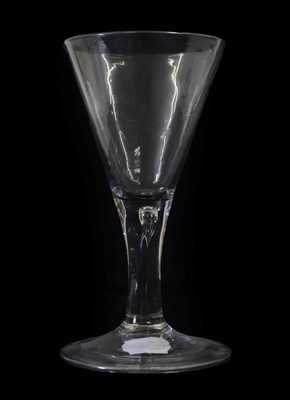Lot 3 - A Goblet, circa 1750, the drawn trumpet bowl on plain stem with air tear and folded foot,...