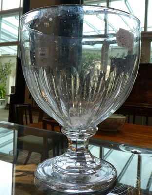 Lot 16 - A Large Glass Goblet, early 19th century, the ovoid bowl with basal flutes on a waisted...