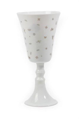 Lot 20 - A Lattimo Glass Goblet, possibly Venetian, late 18th/early 19th century, the rounded funnel...
