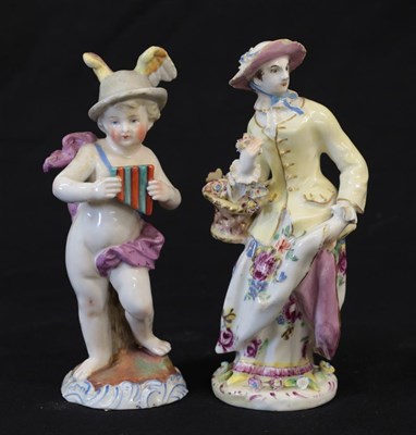 Lot 31 - A Bow Porcelain Figure of a Lady, circa 1760, standing wearing a yellow jacket and flowered...