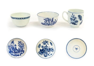 Lot 32 - A Worcester Porcelain Tea Bowl and Saucer, circa 1780, printed in underglaze blue with the...