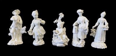 Lot 38 - A Pair of Derby Porcelain Figures of Gardeners, circa 1780, standing, he with a bunch of...