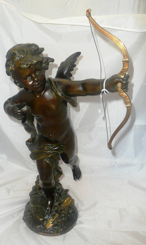 Lot 925 - After Auguste Moreau (1834-1917): A Bronze Figure of Cupid, late 19th century, the loosely...