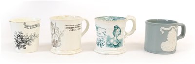 Lot 47 - A Staffordshire Pottery Victoria Proclamation Mug, circa 1837, printed in green with bust portraits