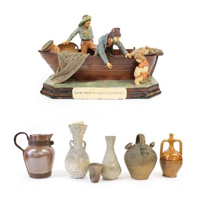 Lot 59 - An Earthenware Group of THE FISHERMAN'S DARLING, late 19th century, possibly Wayte & Ridge,...