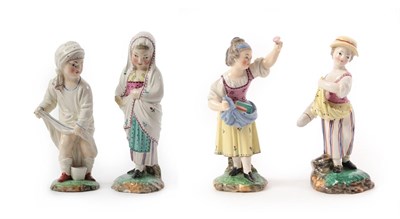Lot 80 - A Höchst Damm Earthenware Figure of a Girl, 19th century, after the model by J P Melchior,...