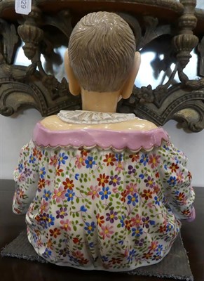 Lot 83 - An Ernst Bohne & Sohne Porcelain Nodding-Head Pagoda Figure, circa 1900, modelled as a seated...