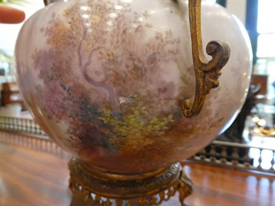 Lot 85 - A French Gilt Metal Mounted Porcelain Jardinière, late 19th century, of ovoid form with leaf...