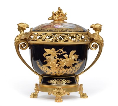Lot 86 - A Gilt Metal Mounted Sèvres Style Porcelain Pot Pourri Vase and Cover, early 20th century, of...