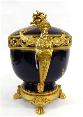 Lot 86 - A Gilt Metal Mounted Sèvres Style Porcelain Pot Pourri Vase and Cover, early 20th century, of...