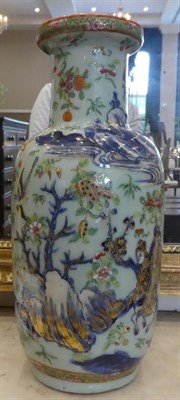 Lot 106 - A Cantonese Celadon Ground Porcelain Vase, 19th century, of ovoid form with cylindrical neck...