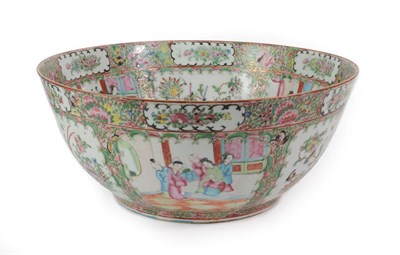 Lot 109 - A Cantonese Porcelain Punch Bowl, mid 19th century, typically painted in famille rose enamels...
