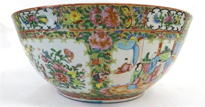 Lot 110 - A Cantonese Porcelain Punch Bowl, mid 19th century, typically painted in famille rose enamels...