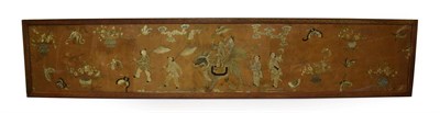 Lot 119 - A Chinese Silkwork Panel, Qing dynasty, worked in coloured threads of a deity and attendant...