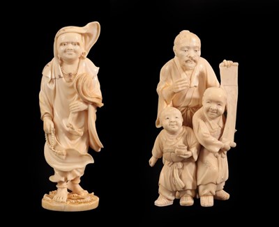 Lot 150 - A Japanese Ivory Okimono as Inkada Sonja, Meiji period, standing holding a flywhisk and a necklace